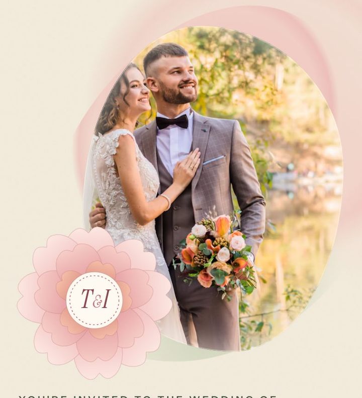 Blossom Garden wedding invitation website on a phone