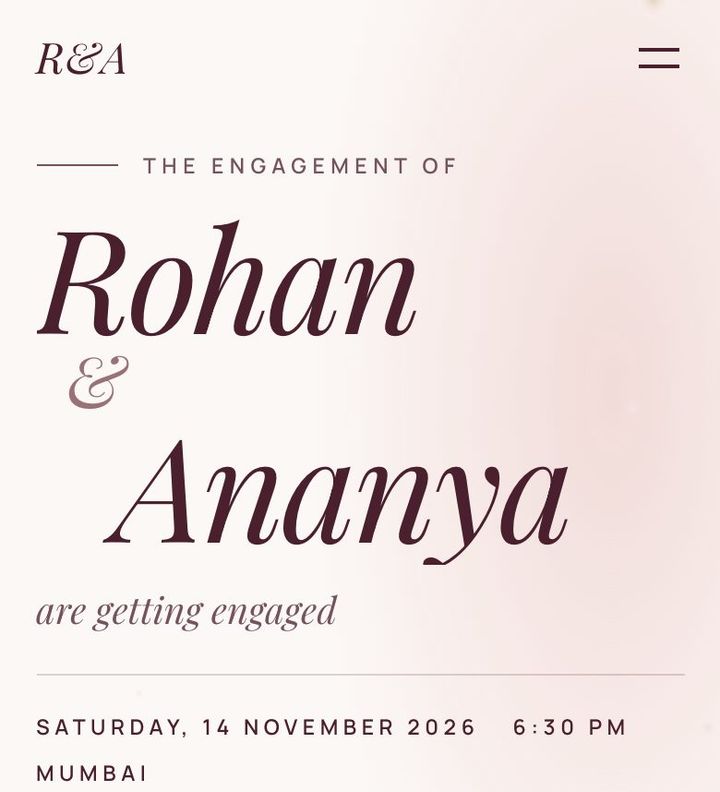 Blush Editorial engagement invitation website on a phone