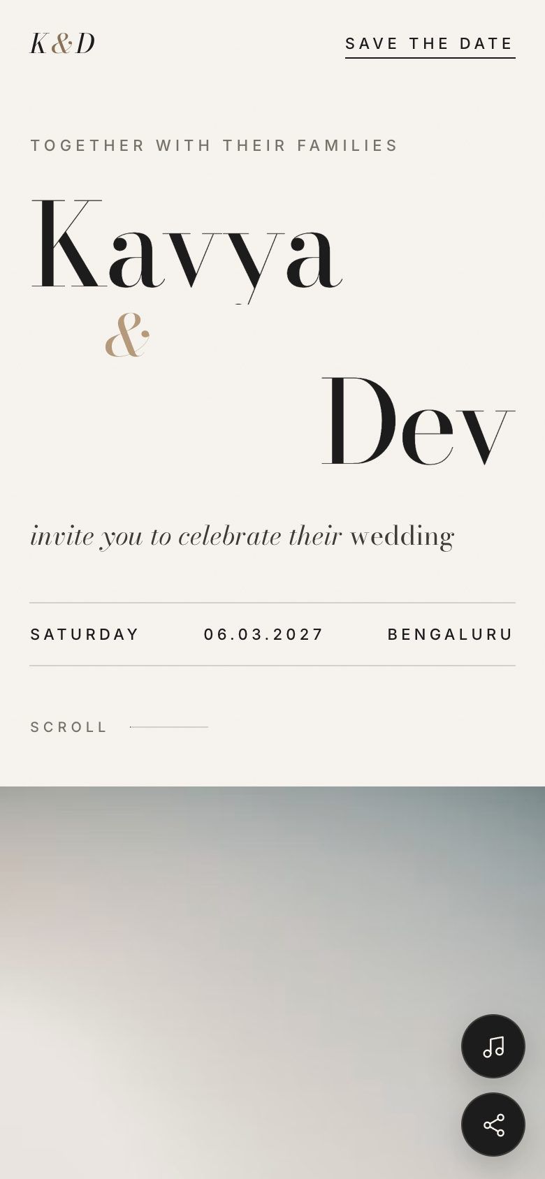 Linen invitation website on a phone