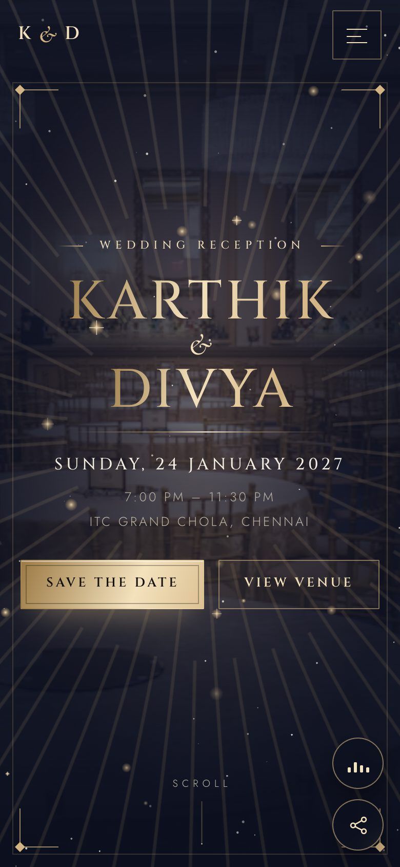 Midnight Gala invitation website on a phone