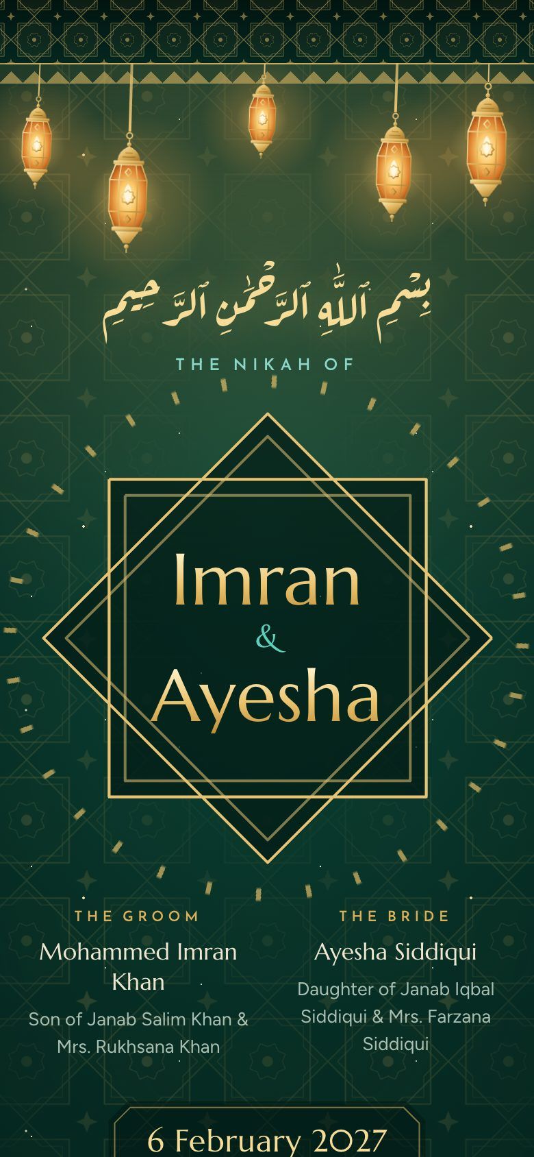Noor invitation website on a phone