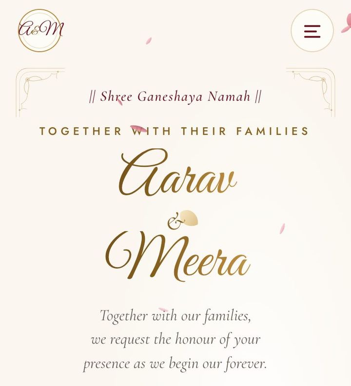 Royal Ivory & Gold wedding invitation website on a phone