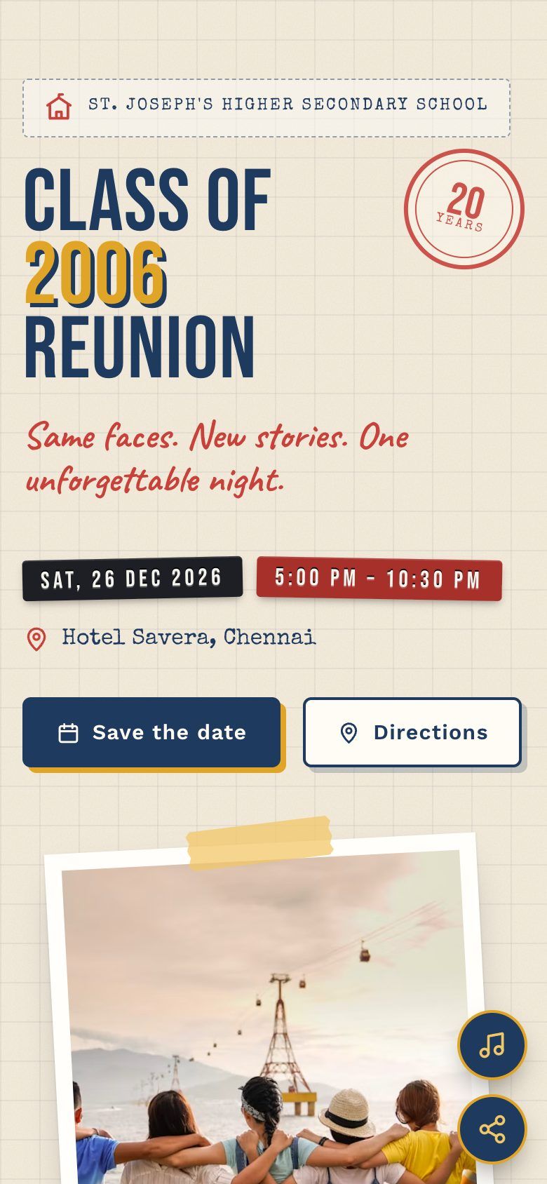 Yearbook invitation website on a phone
